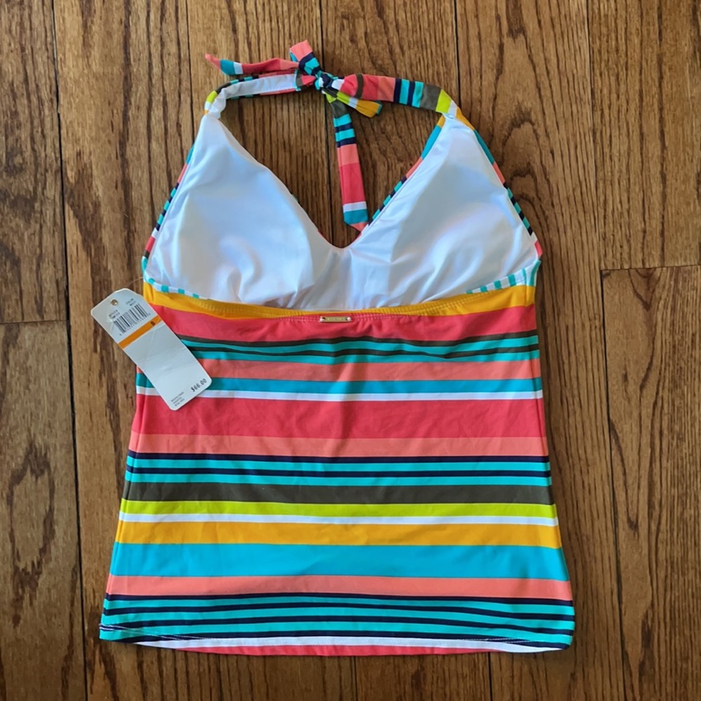 Anne Cole Signature Striped Tankini Halter Top, S - Picture 5 of 10